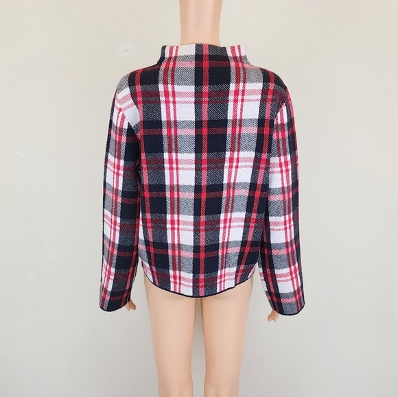 Ann Taylor Red Multi Color Plaid Long Sleeve Sweater - Picture 5 of 8